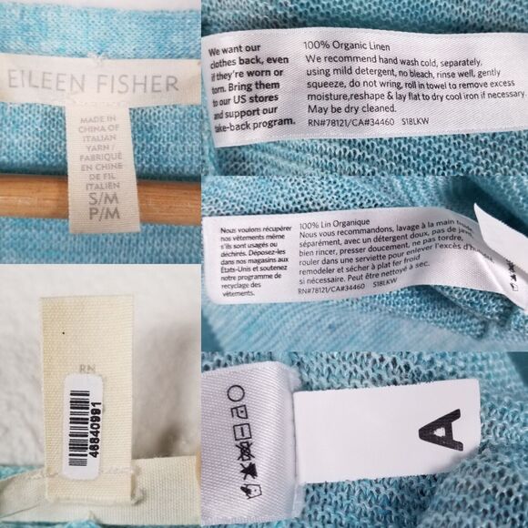 Eileen Fisher Light Blue Lagenlook Organic Linen Melange Pullover Tunic Size S/M - Picture 14 of 15